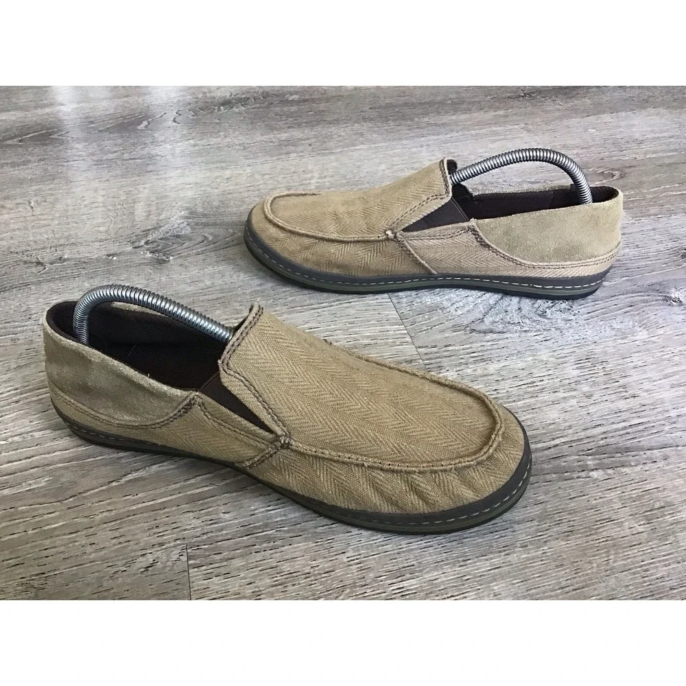 Teva Mens Size 9.5 Canvas Clifton Slip On Loafers Comfort Shoes Beige 1003432